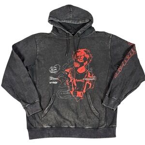 Corpse Husband Miss You Anime Acid Wash Charcoal Streetwear Grunge Hoodie XL